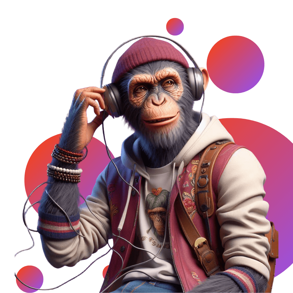 Hombre mono con audifonos - Diseño de paginas web - Ivan Studio